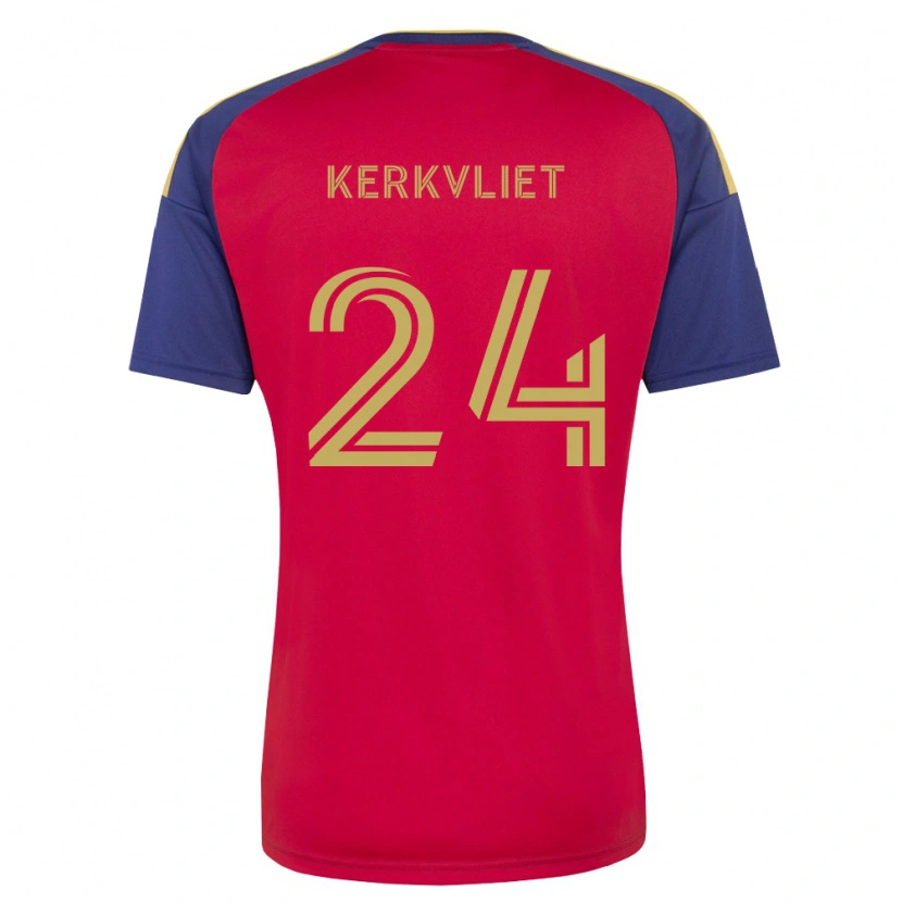 Danxen Enfant Maillot Max Kerkvliet #24 Bleu Royal Marron Rouge Tenues Domicile 2026/27 T-Shirt