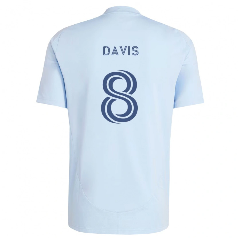 Danxen Enfant Maillot Jake Davis #8 Bleu Clair Gris Clair Tenues Domicile 2026/27 T-Shirt