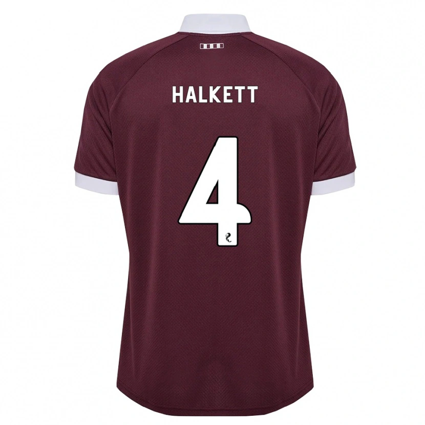 Danxen Enfant Maillot Craig Halkett #4 Blanc Bordeaux Tenues Domicile 2026/27 T-Shirt