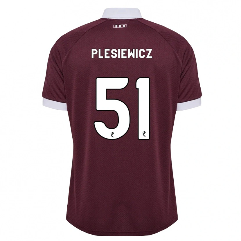 Danxen Enfant Maillot Szymon Plesiewicz #51 Blanc Bordeaux Tenues Domicile 2026/27 T-Shirt