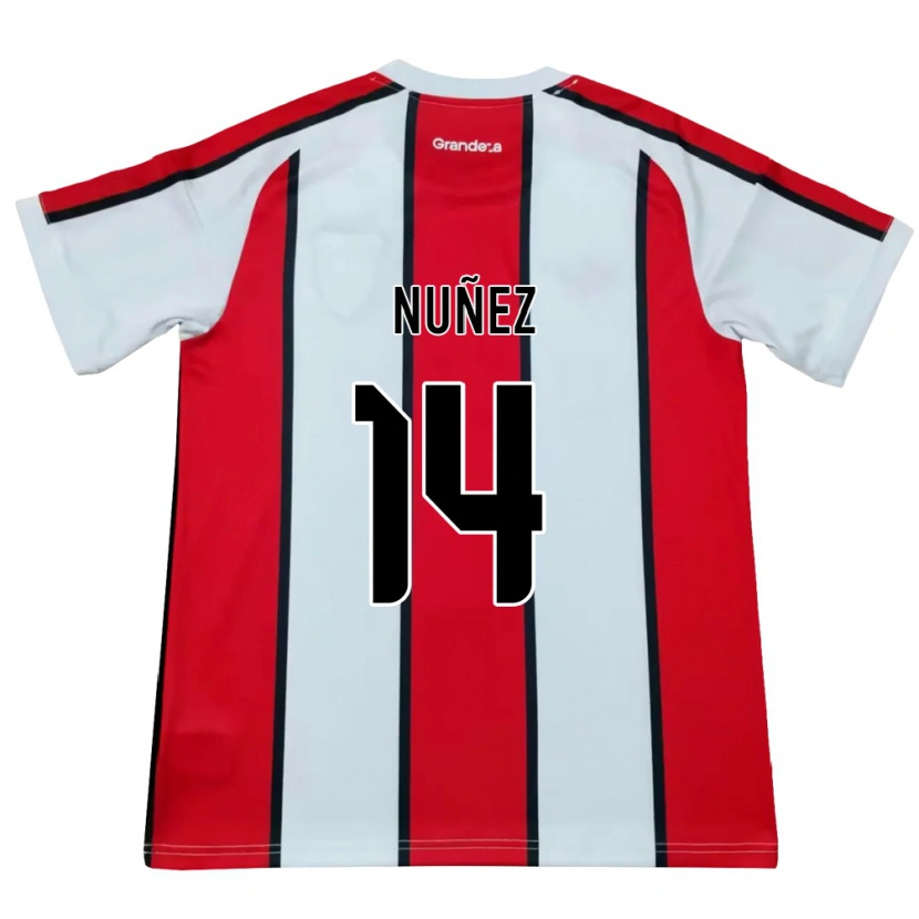 Danxen Enfant Maillot Elias Nuñez #14 Blanc Rouge Noir Tenues Extérieur 2026/27 T-Shirt