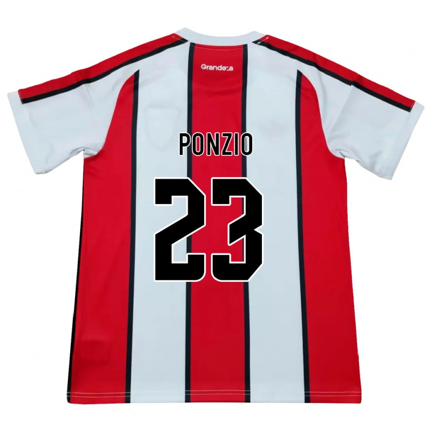Danxen Enfant Maillot Leonardo Ponzio #23 Blanc Rouge Noir Tenues Extérieur 2026/27 T-Shirt