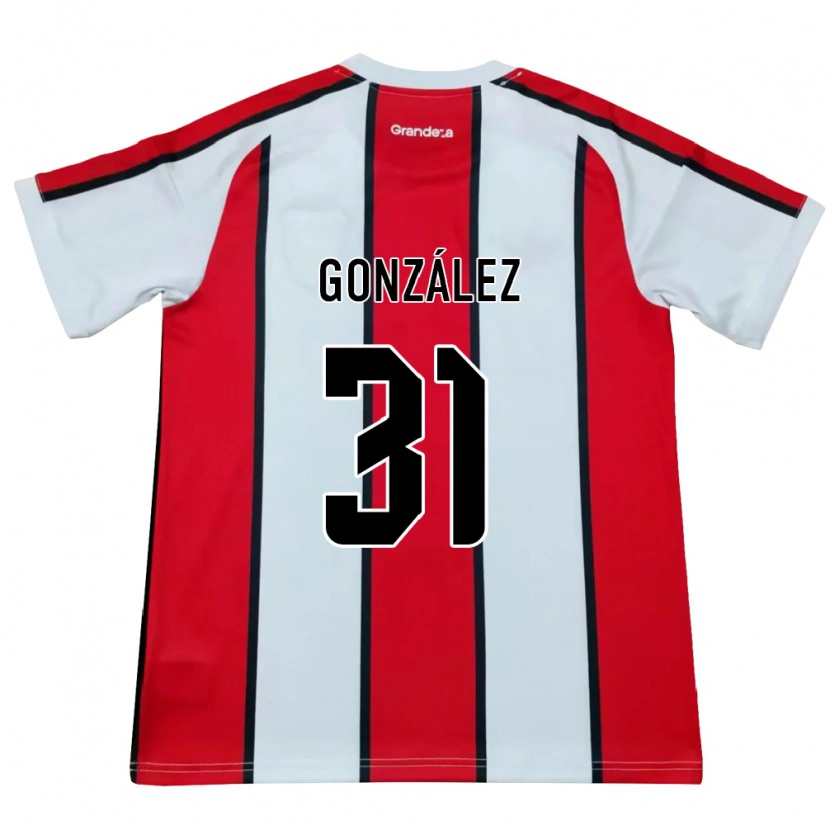 Danxen Enfant Maillot Facundo González #31 Blanc Rouge Noir Tenues Extérieur 2026/27 T-Shirt