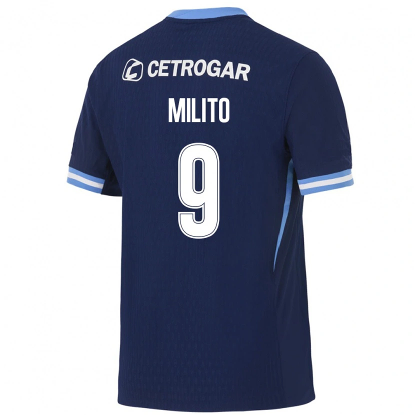 Danxen Enfant Maillot Leandro Milito #9 Bleu Royal Bleu Clair Blanc Tenues Extérieur 2026/27 T-Shirt