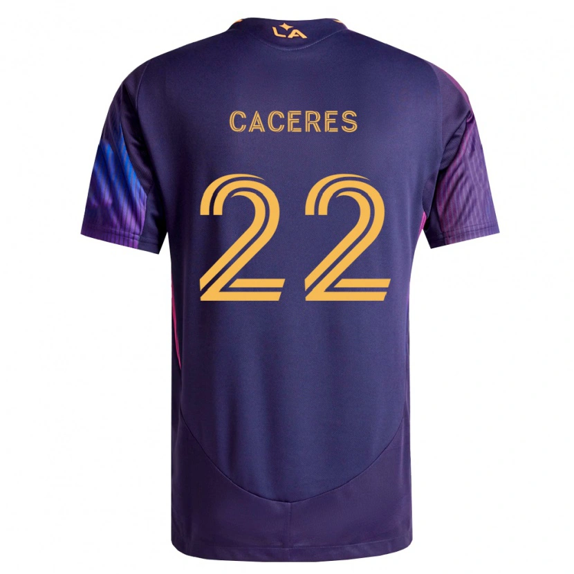 Danxen Enfant Maillot Martín Cáceres #22 Pourpre Foncé Jaune Tenues Extérieur 2026/27 T-Shirt