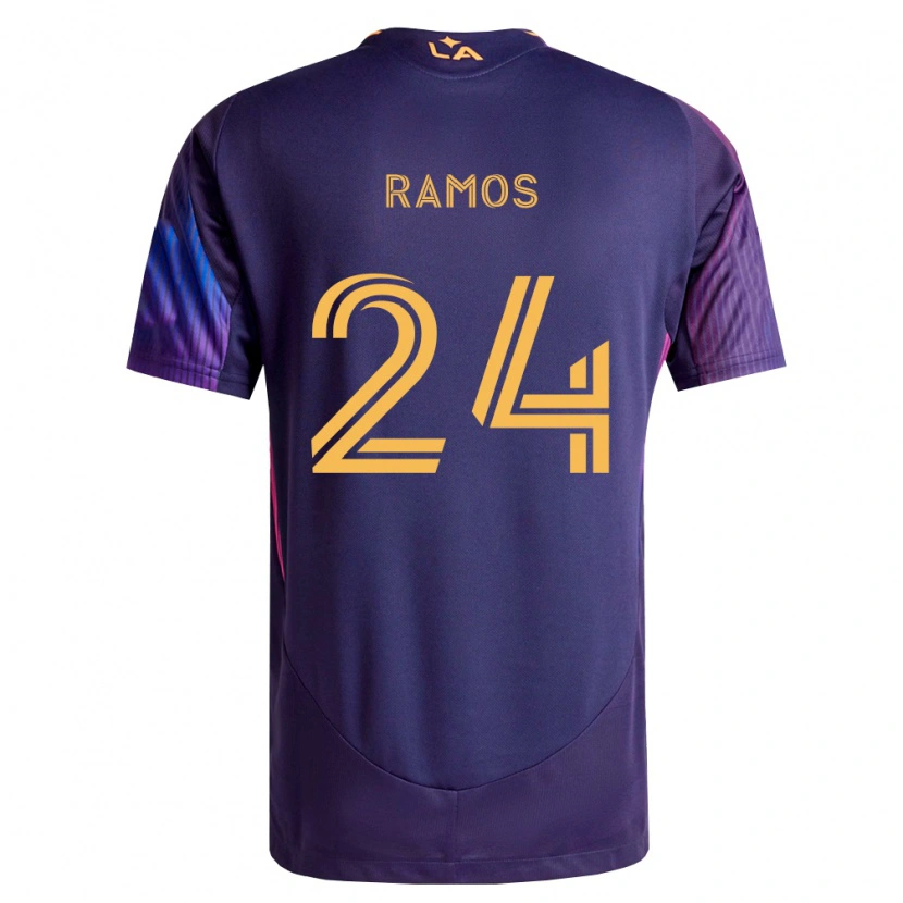 Danxen Enfant Maillot Rubén Ramos #24 Pourpre Foncé Jaune Tenues Extérieur 2026/27 T-Shirt