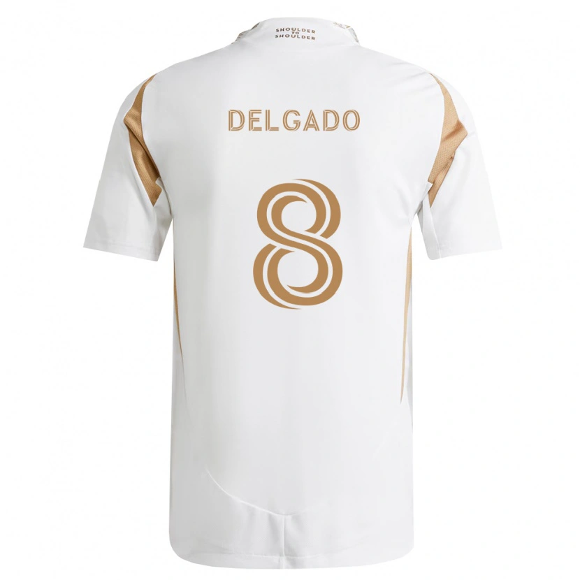 Danxen Enfant Maillot Mark Delgado #8 Blanc Marron Tenues Extérieur 2026/27 T-Shirt