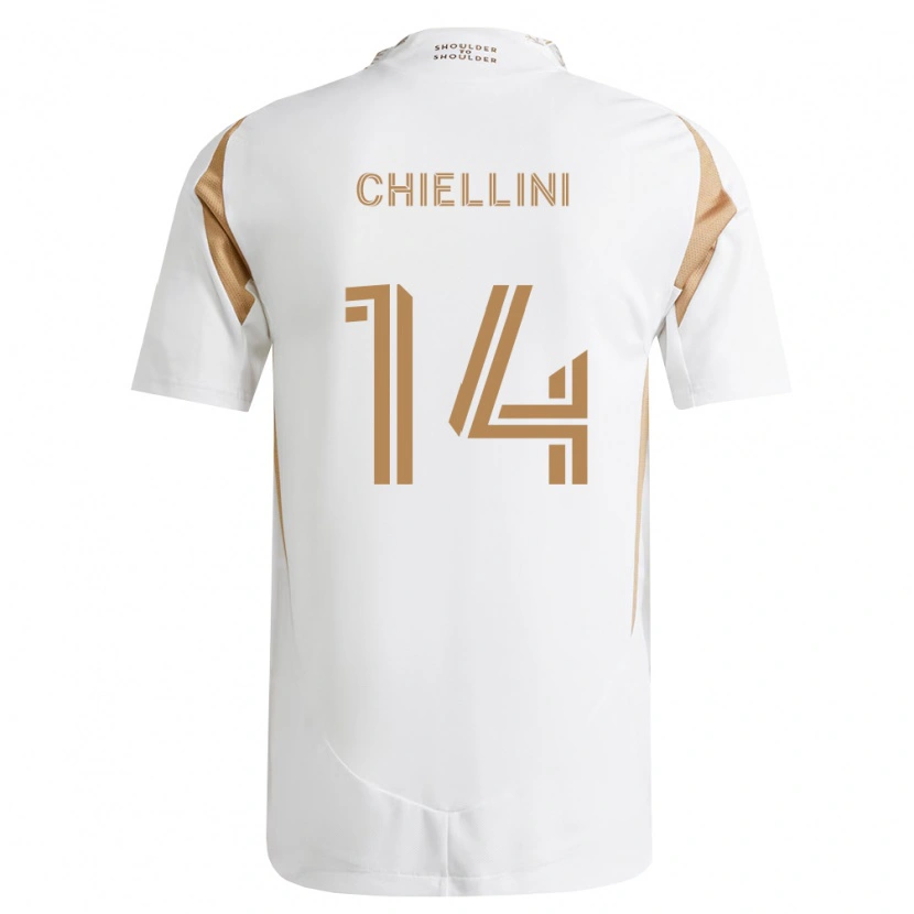Danxen Enfant Maillot Giorgio Chiellini #14 Blanc Marron Tenues Extérieur 2026/27 T-Shirt