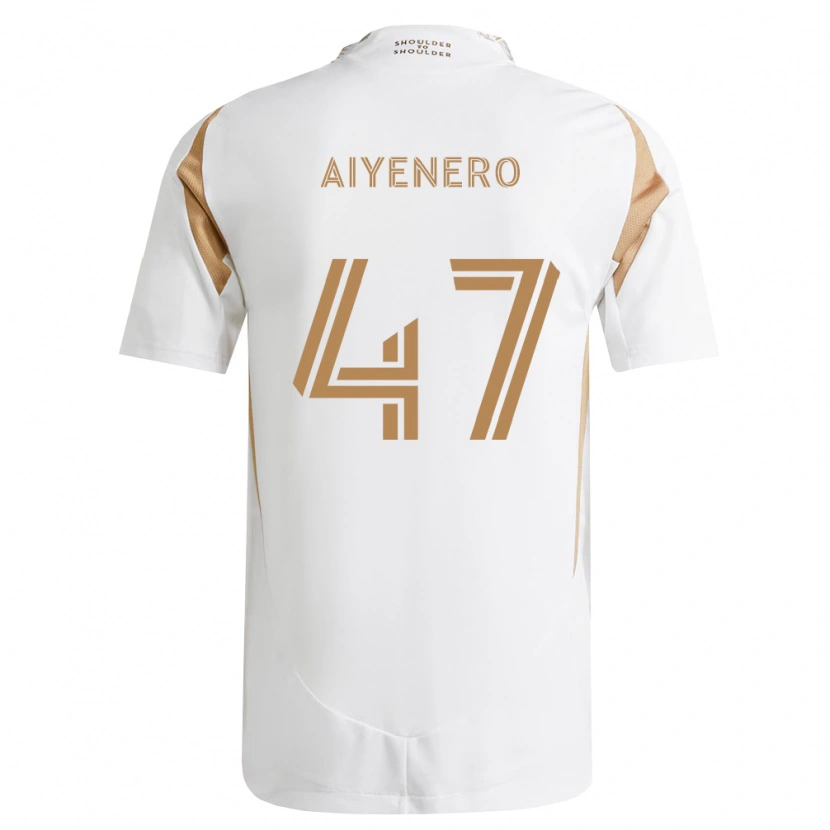 Danxen Enfant Maillot Marius Aiyenero #47 Blanc Marron Tenues Extérieur 2026/27 T-Shirt