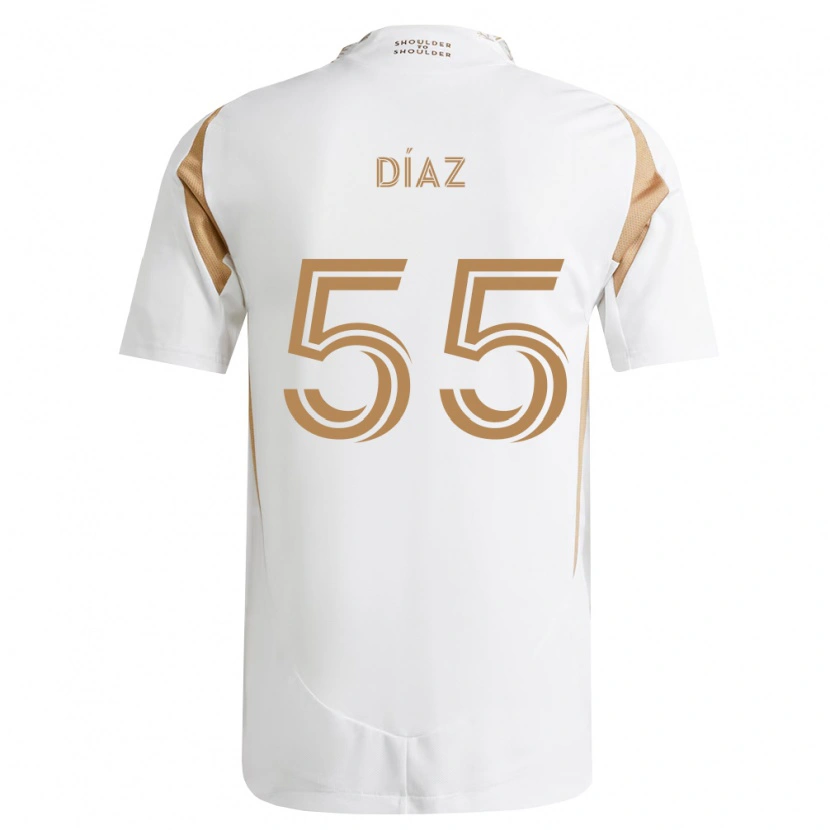Danxen Enfant Maillot Érick Díaz #55 Blanc Marron Tenues Extérieur 2026/27 T-Shirt