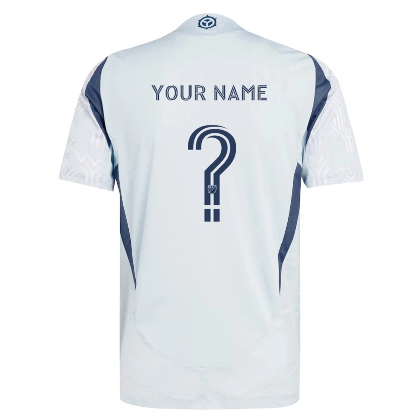 Danxen Enfant Maillot Votre Nom #0 Bleu Gris Blanc Tenues Extérieur 2026/27 T-Shirt