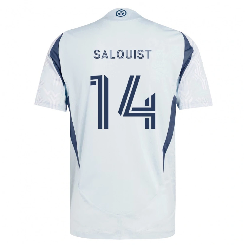 Danxen Enfant Maillot Tobias Salquist #14 Bleu Gris Blanc Tenues Extérieur 2026/27 T-Shirt