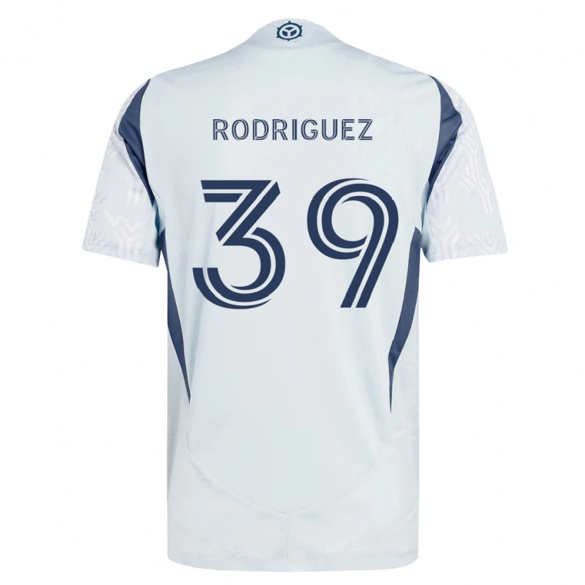 Danxen Enfant Maillot Allan Rodriguez #39 Bleu Gris Blanc Tenues Extérieur 2026/27 T-Shirt