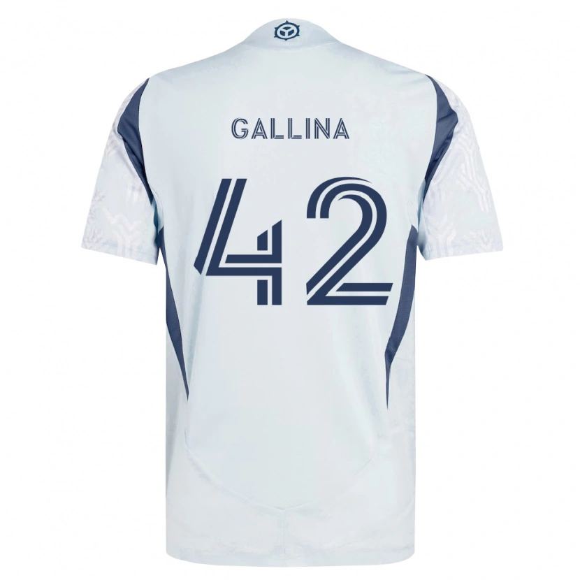 Danxen Enfant Maillot Henrique Gallina #42 Bleu Gris Blanc Tenues Extérieur 2026/27 T-Shirt