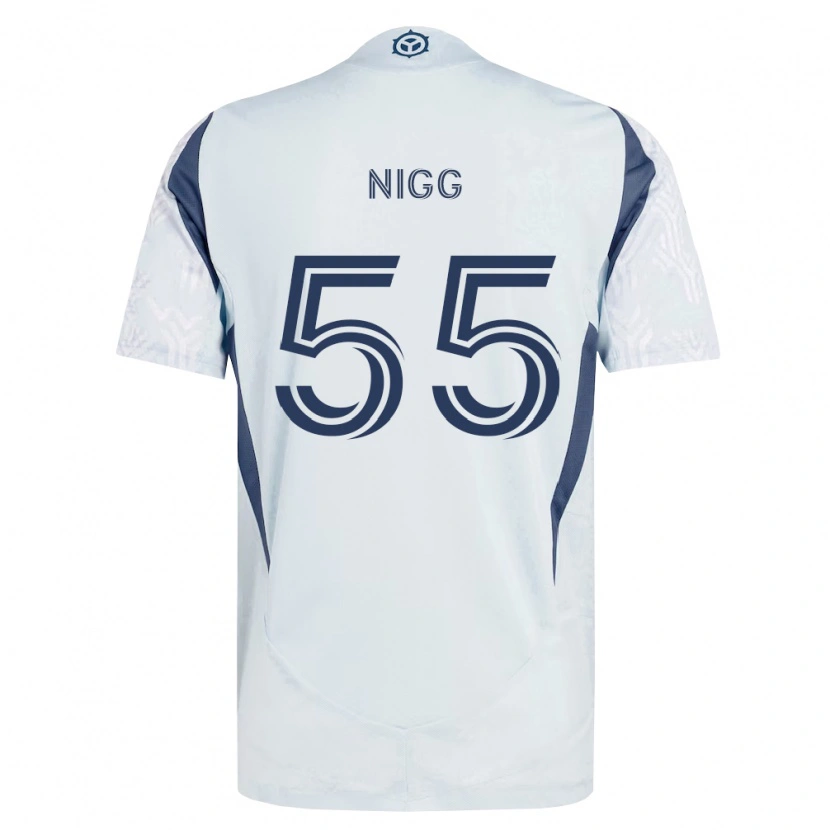 Danxen Enfant Maillot Damian Nigg #55 Bleu Gris Blanc Tenues Extérieur 2026/27 T-Shirt
