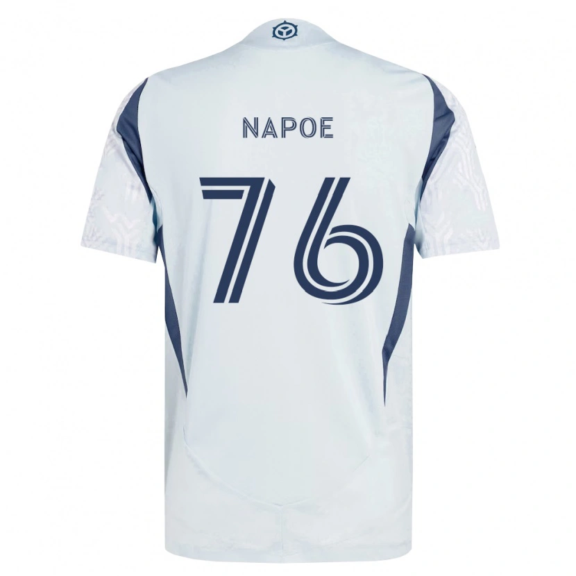 Danxen Enfant Maillot Milan Napoe #76 Bleu Gris Blanc Tenues Extérieur 2026/27 T-Shirt