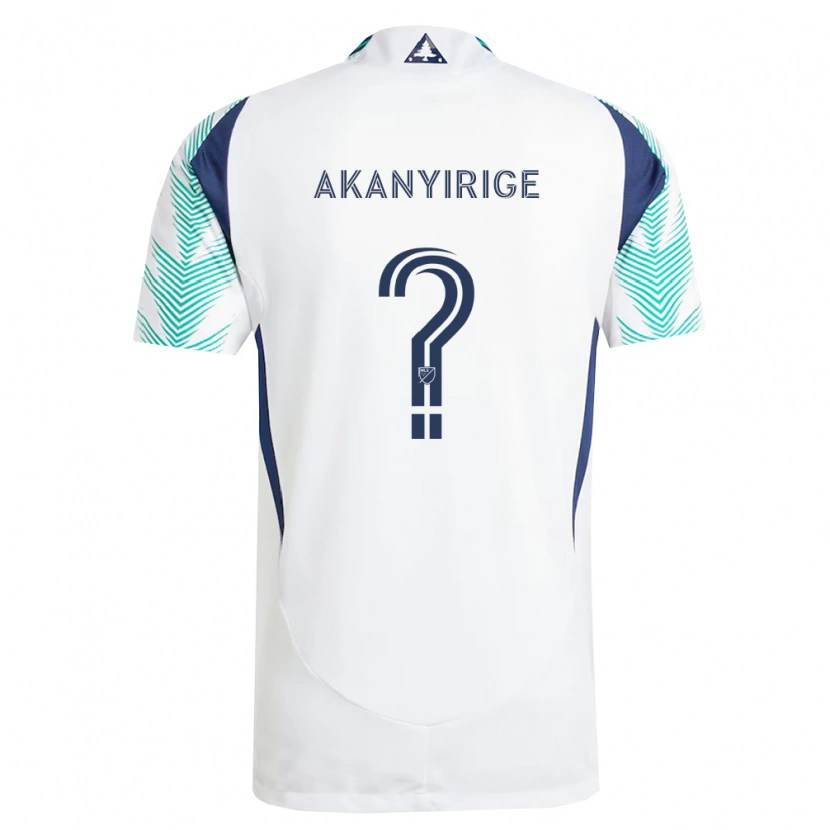 Danxen Enfant Maillot Jacob Akanyirige #0 Blanc Bleu Marine Vert Clair Tenues Extérieur 2026/27 T-Shirt