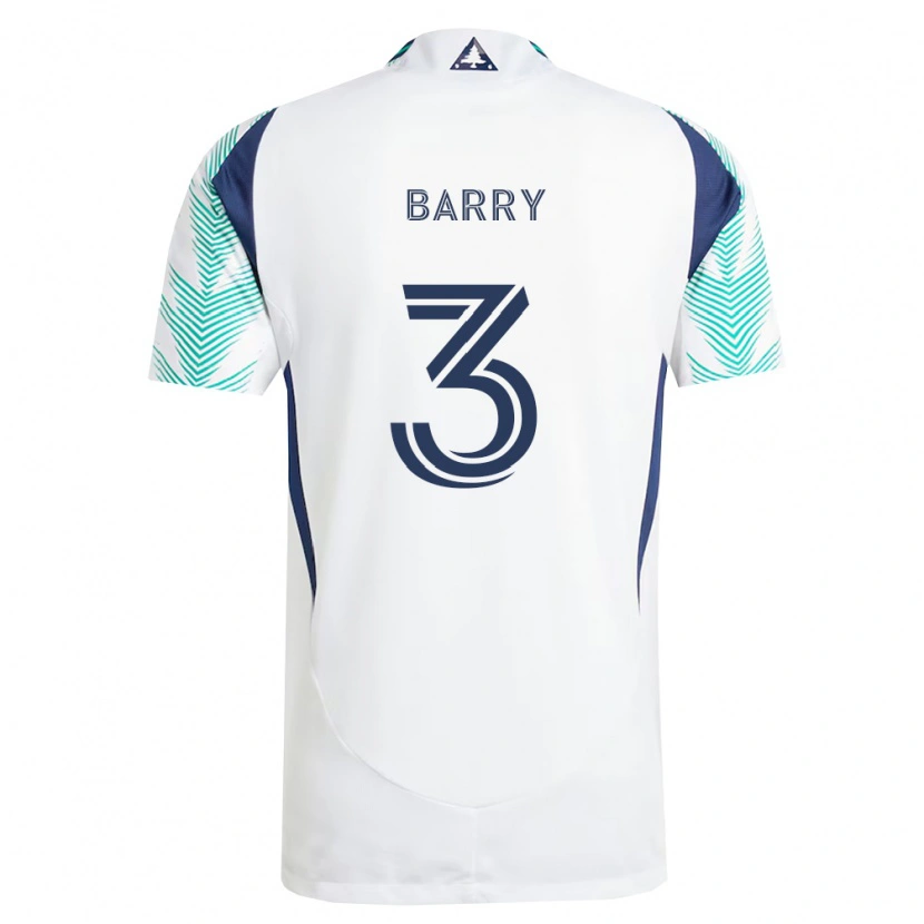 Danxen Enfant Maillot Hesron Barry #3 Blanc Bleu Marine Vert Clair Tenues Extérieur 2026/27 T-Shirt
