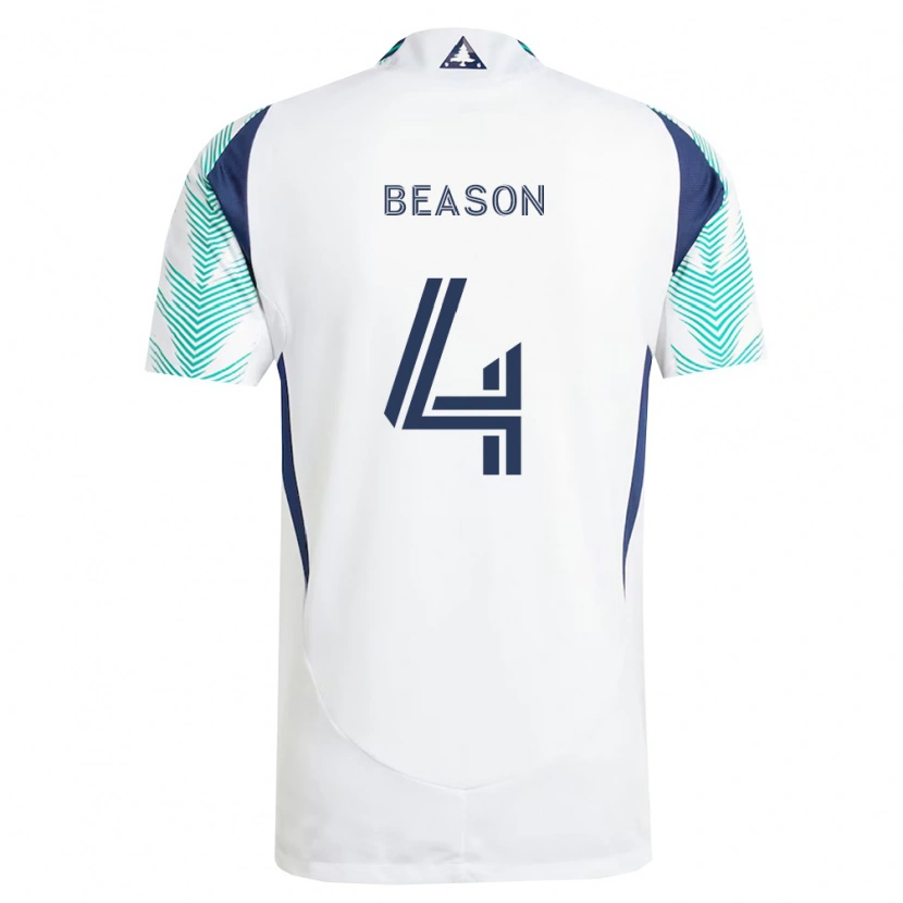Danxen Enfant Maillot Tanner Beason #4 Blanc Bleu Marine Vert Clair Tenues Extérieur 2026/27 T-Shirt