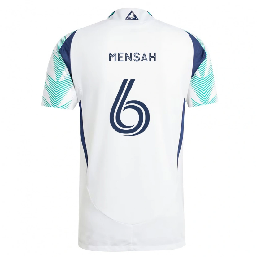 Danxen Enfant Maillot Jonathan Mensah #6 Blanc Bleu Marine Vert Clair Tenues Extérieur 2026/27 T-Shirt