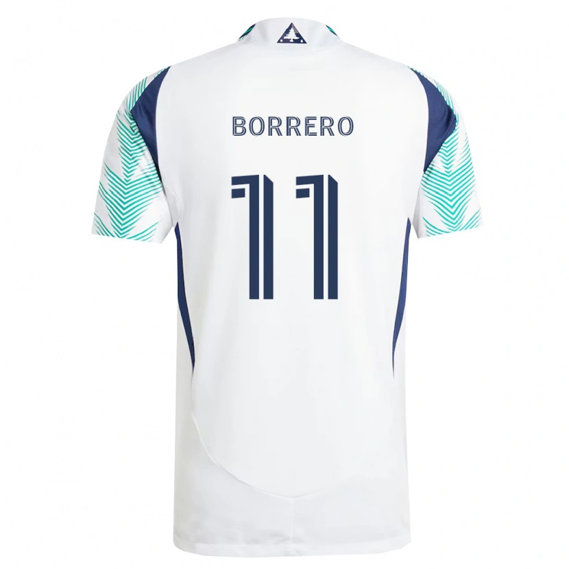 Danxen Enfant Maillot Dylan Borrero #11 Blanc Bleu Marine Vert Clair Tenues Extérieur 2026/27 T-Shirt