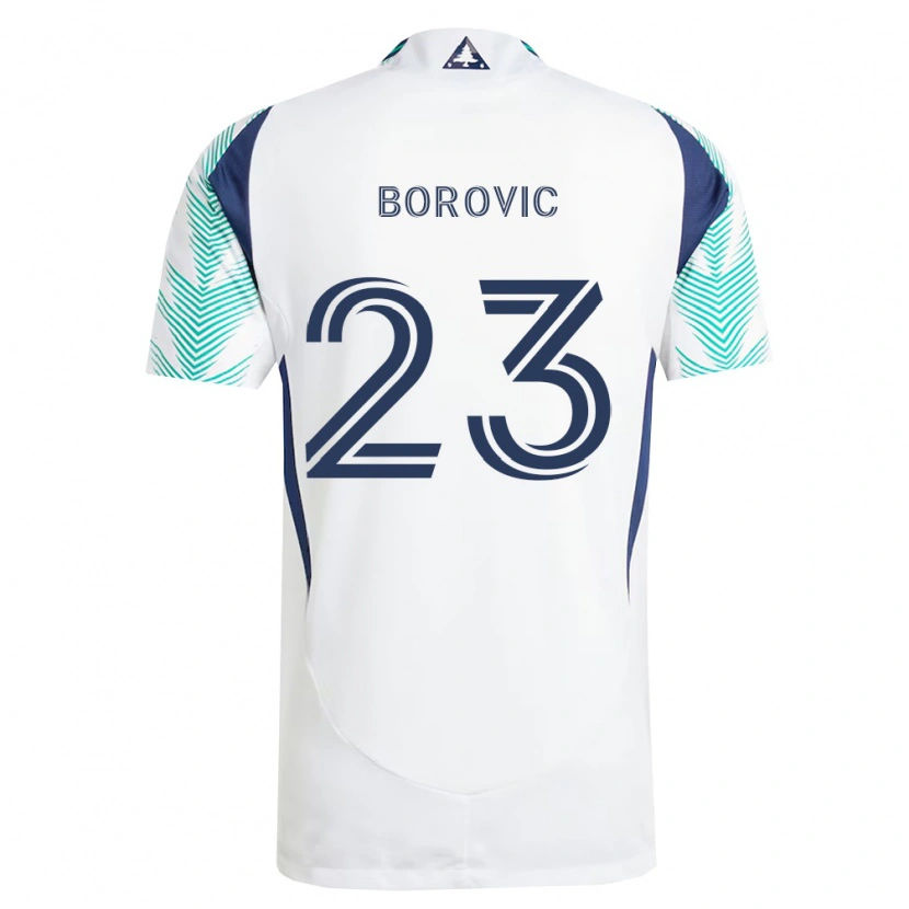 Danxen Enfant Maillot Luka Borovic #23 Blanc Bleu Marine Vert Clair Tenues Extérieur 2026/27 T-Shirt