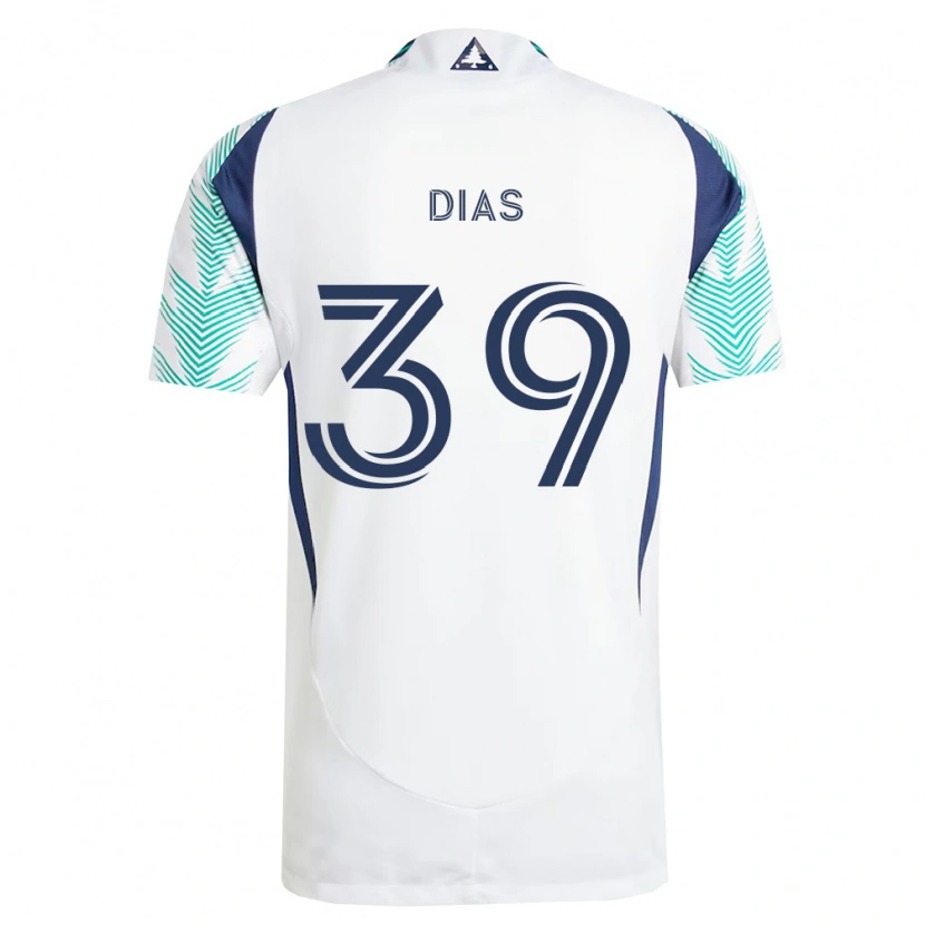 Danxen Enfant Maillot Marcos Dias #39 Blanc Bleu Marine Vert Clair Tenues Extérieur 2026/27 T-Shirt