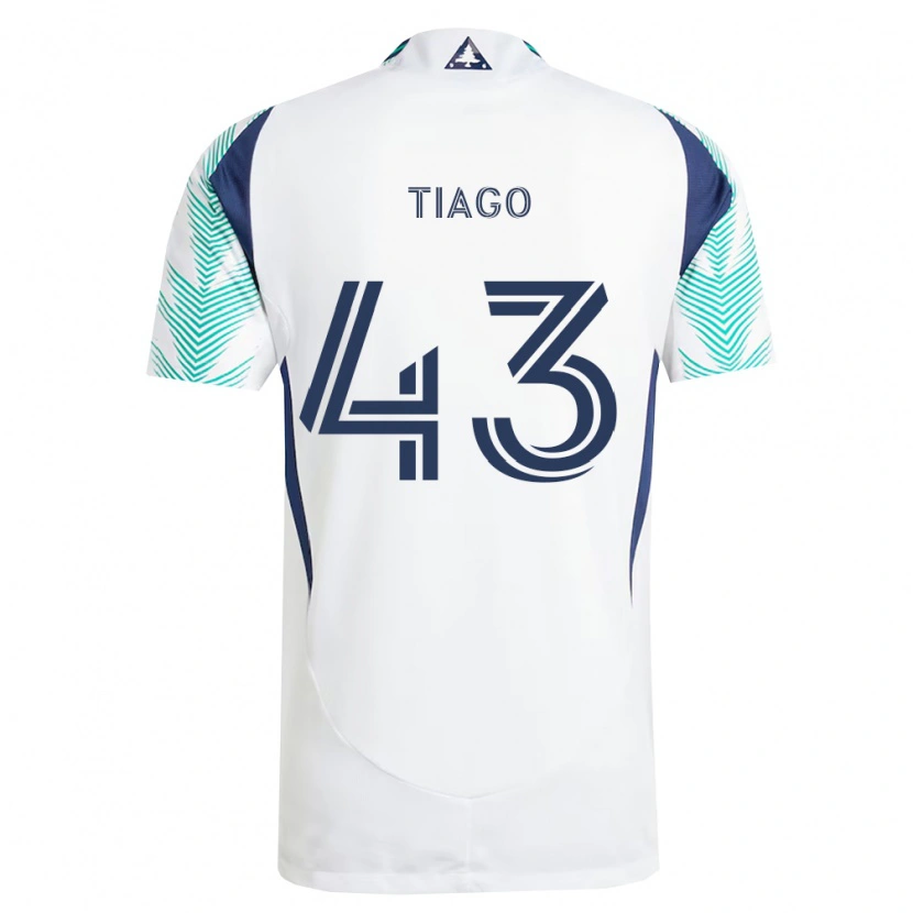 Danxen Enfant Maillot Santiago Suárez #43 Blanc Bleu Marine Vert Clair Tenues Extérieur 2026/27 T-Shirt
