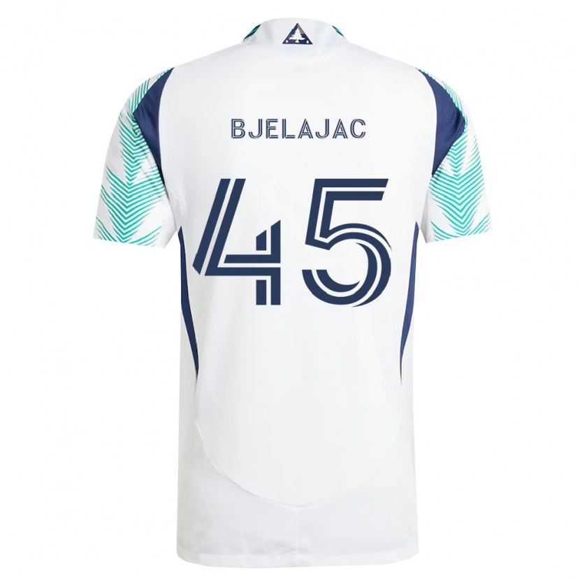 Danxen Enfant Maillot Andrej Bjelajac #45 Blanc Bleu Marine Vert Clair Tenues Extérieur 2026/27 T-Shirt