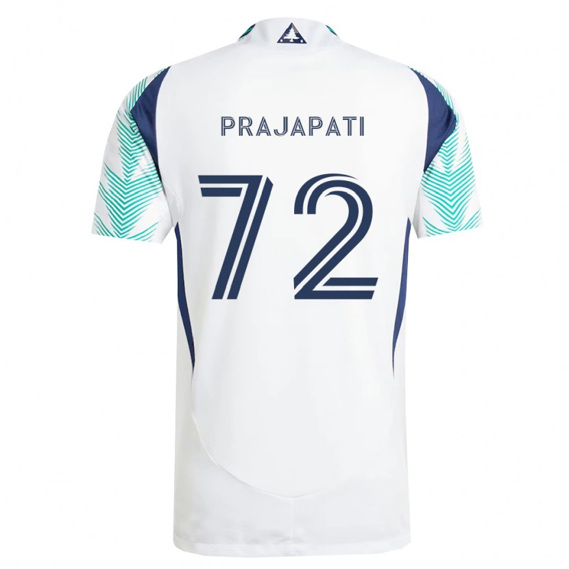 Danxen Enfant Maillot Aarin Prajapati #72 Blanc Bleu Marine Vert Clair Tenues Extérieur 2026/27 T-Shirt