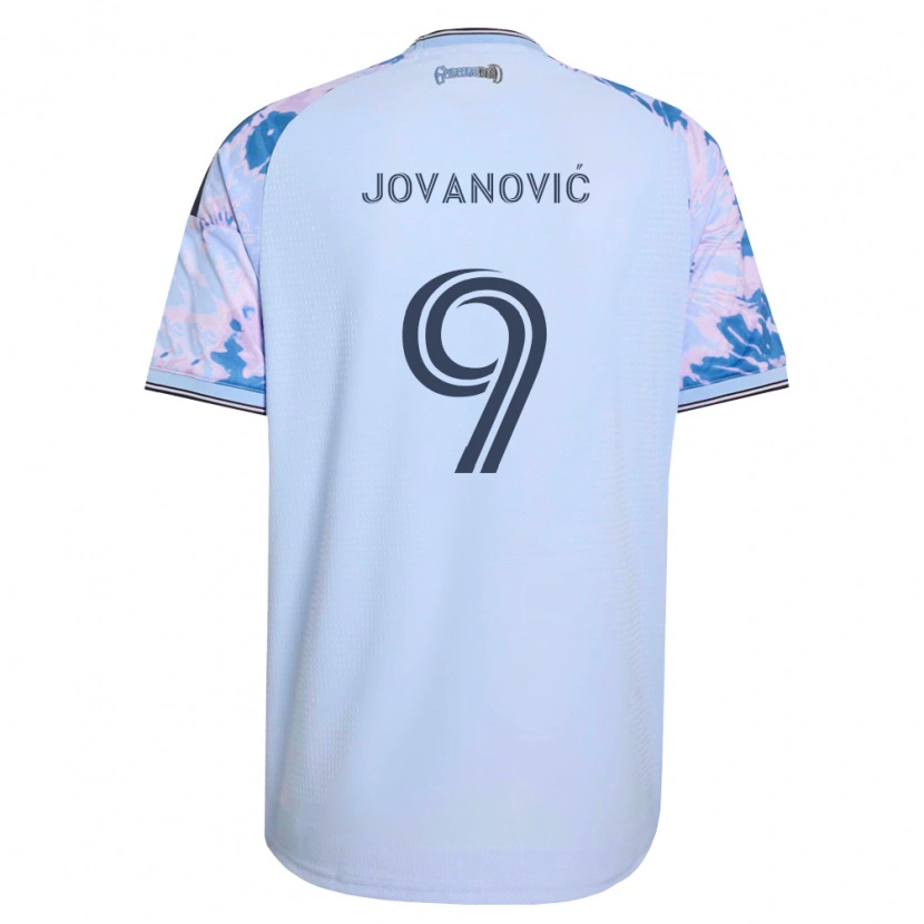 Danxen Enfant Maillot Luka Jovanović #9 Bleu Royal Blanc Noir Tenues Extérieur 2026/27 T-Shirt