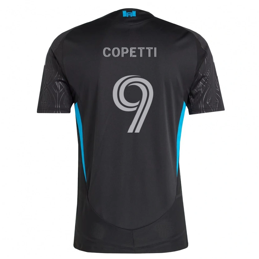 Danxen Enfant Maillot Enzo Copetti #9 Noir Blanc Bleu Ciel Tenues Extérieur 2026/27 T-Shirt