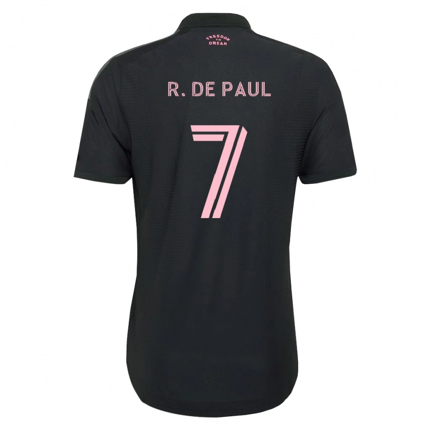 Danxen Enfant Maillot Rodrigo De Paul #7 Rose Noir Blanc Tenues Extérieur 2026/27 T-Shirt