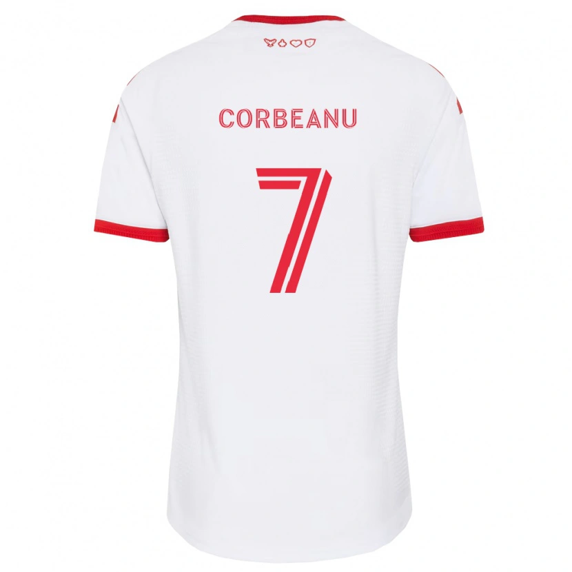 Danxen Enfant Maillot Theo Corbeanu #7 Blanc Rouge Noir Tenues Extérieur 2026/27 T-Shirt