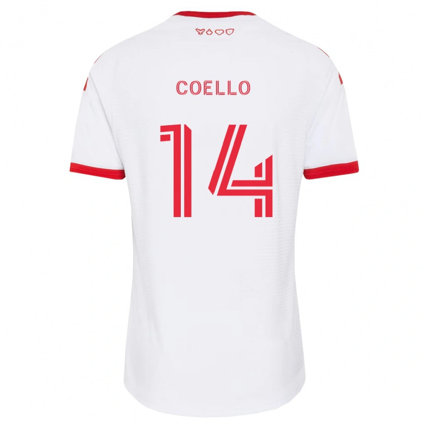Danxen Enfant Maillot Alonso Coello #14 Blanc Rouge Noir Tenues Extérieur 2026/27 T-Shirt