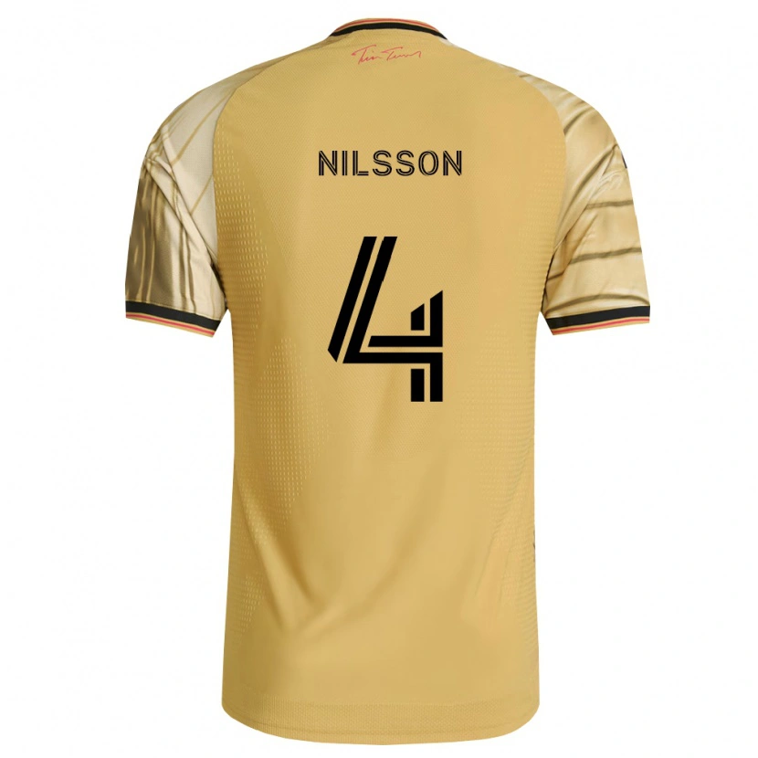 Danxen Enfant Maillot Joakim Nilsson #4 Brun Jaune Noir Tenues Extérieur 2026/27 T-Shirt