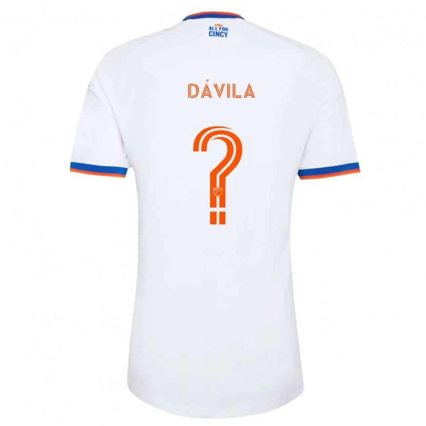 Danxen Enfant Maillot Andrés Dávila #0 Blanc Bleu Marine Orange Tenues Extérieur 2026/27 T-Shirt