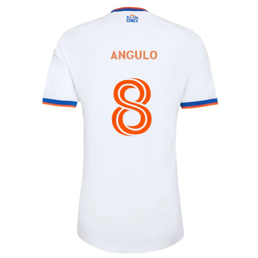 Danxen Enfant Maillot Marco Angulo #8 Blanc Bleu Marine Orange Tenues Extérieur 2026/27 T-Shirt