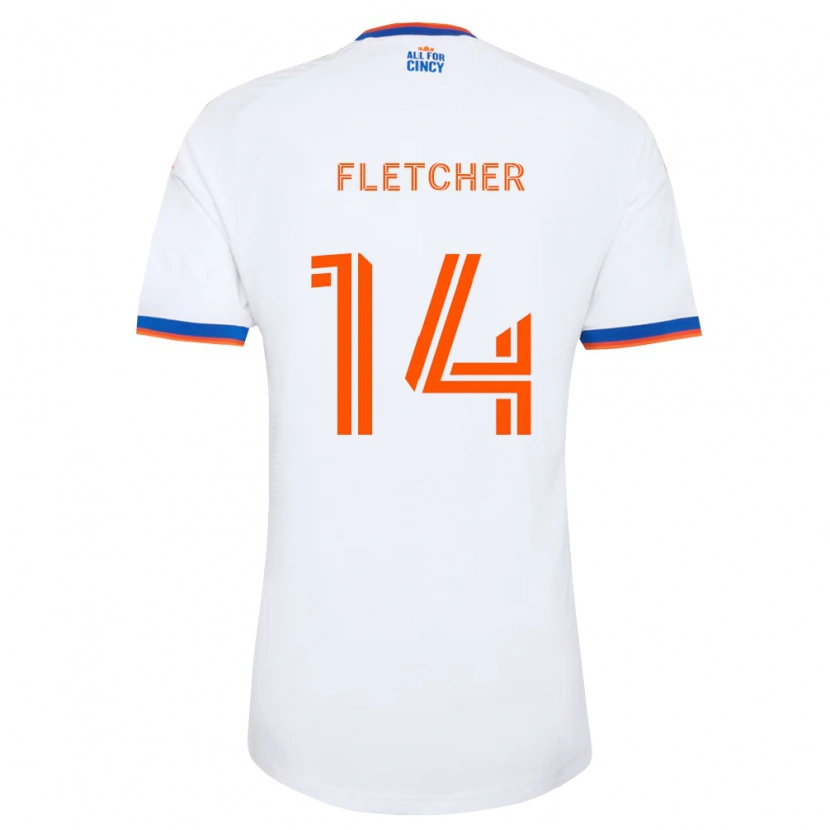 Danxen Enfant Maillot Kristian Fletcher #14 Blanc Bleu Marine Orange Tenues Extérieur 2026/27 T-Shirt