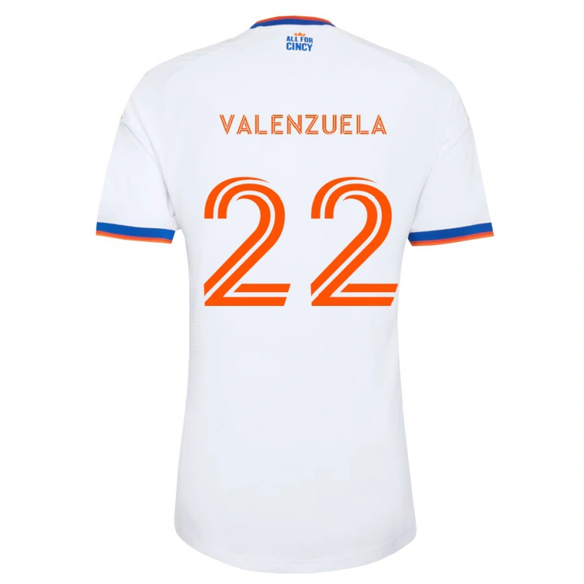Danxen Enfant Maillot Gerardo Valenzuela #22 Blanc Bleu Marine Orange Tenues Extérieur 2026/27 T-Shirt