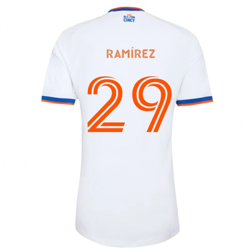 Danxen Enfant Maillot Bryan Ramírez #29 Blanc Bleu Marine Orange Tenues Extérieur 2026/27 T-Shirt