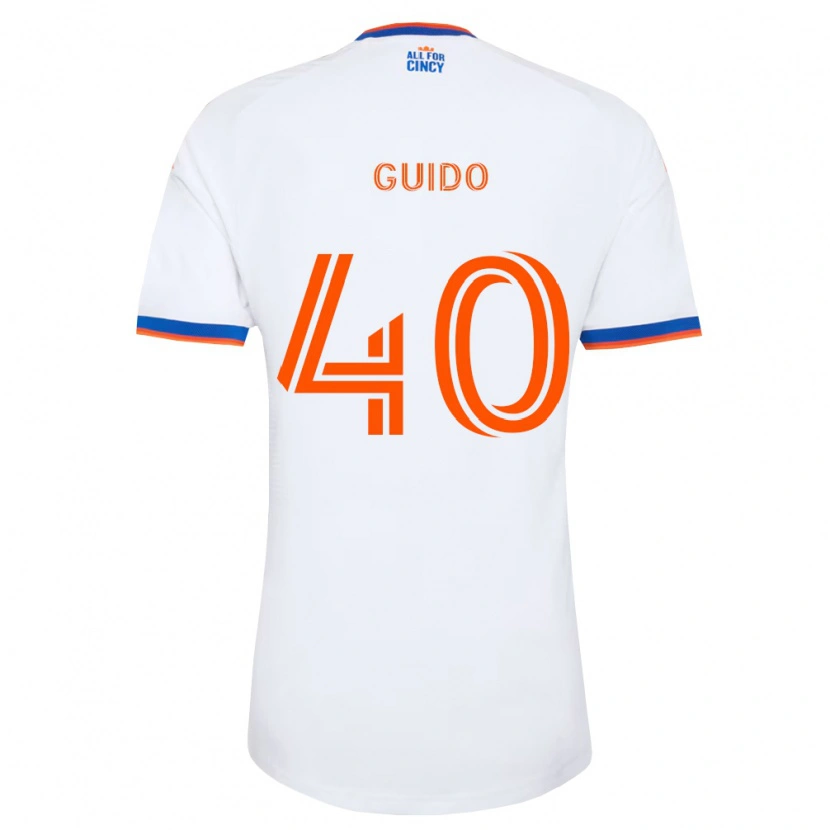 Danxen Enfant Maillot Alejandro Guido #40 Blanc Bleu Marine Orange Tenues Extérieur 2026/27 T-Shirt