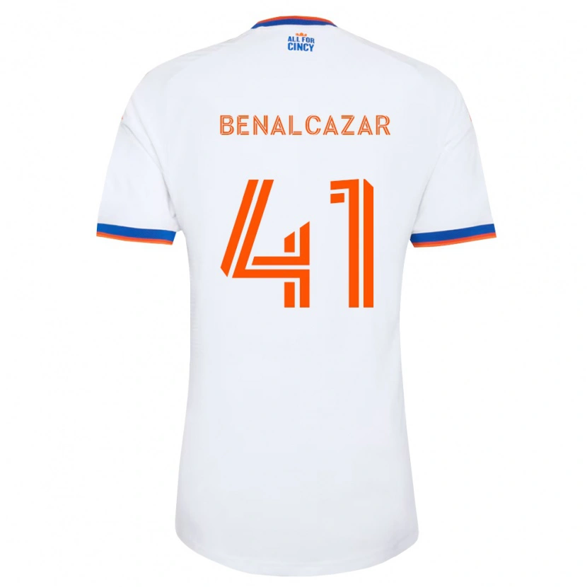 Danxen Enfant Maillot Nico Benalcázar #41 Blanc Bleu Marine Orange Tenues Extérieur 2026/27 T-Shirt