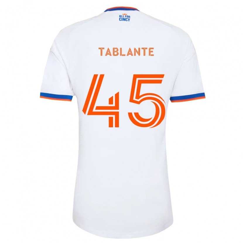 Danxen Enfant Maillot Moises Tablante #45 Blanc Bleu Marine Orange Tenues Extérieur 2026/27 T-Shirt