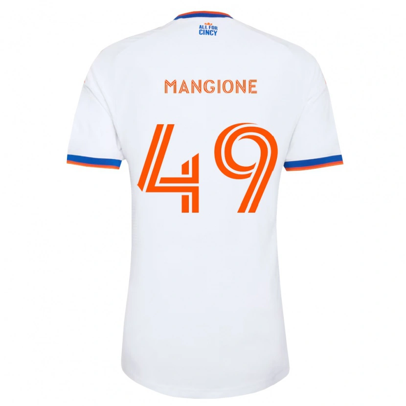 Danxen Enfant Maillot Peter Mangione #49 Blanc Bleu Marine Orange Tenues Extérieur 2026/27 T-Shirt