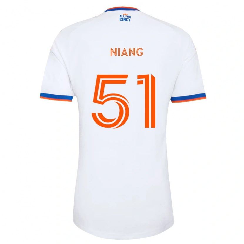 Danxen Enfant Maillot Cheikhou Niang #51 Blanc Bleu Marine Orange Tenues Extérieur 2026/27 T-Shirt