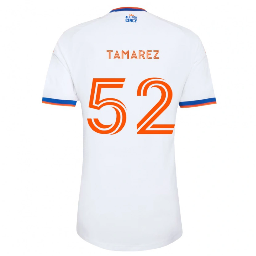 Danxen Enfant Maillot Lucas Tamarez #52 Blanc Bleu Marine Orange Tenues Extérieur 2026/27 T-Shirt