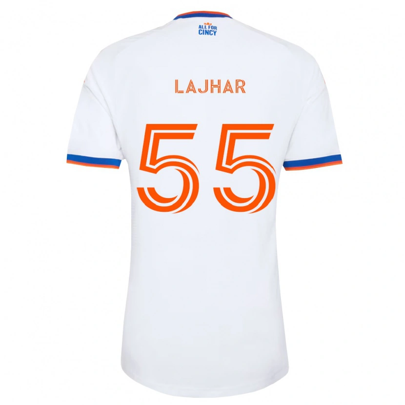 Danxen Enfant Maillot Ayoub Lajhar #55 Blanc Bleu Marine Orange Tenues Extérieur 2026/27 T-Shirt