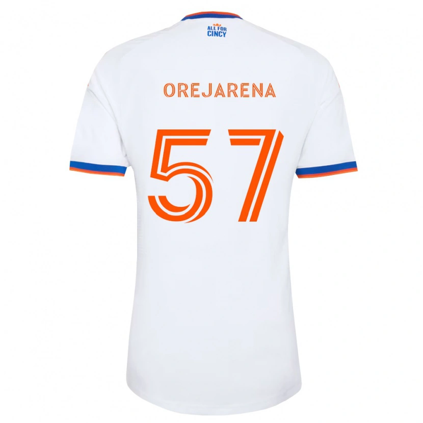 Danxen Enfant Maillot Leo Orejarena #57 Blanc Bleu Marine Orange Tenues Extérieur 2026/27 T-Shirt