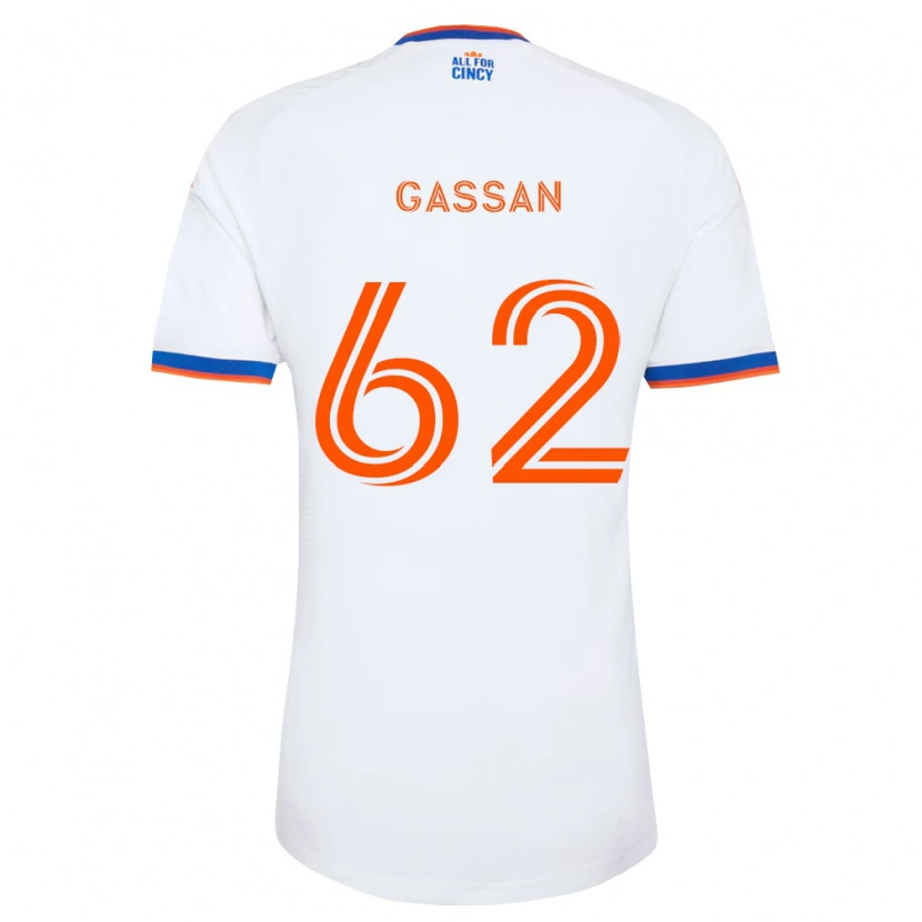 Danxen Enfant Maillot Noah Gassan #62 Blanc Bleu Marine Orange Tenues Extérieur 2026/27 T-Shirt